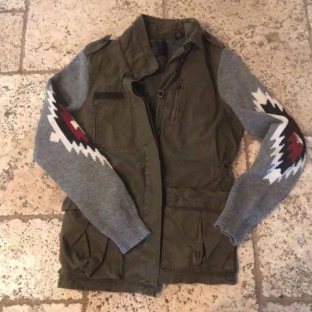 Madison Scotch cargo jacket w knitted sleeves